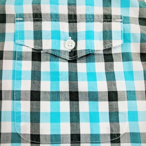 Kenneth Cole Blue Plaid Button Down Size XL - Picture 3 of 6